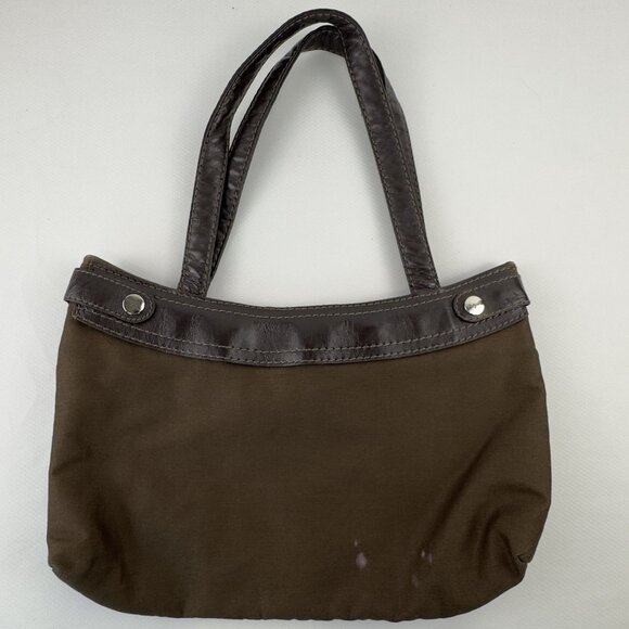 Thirty-One Shoulder Bag Brown Removable Floral Skirt Brown Trim Purse Sachel - Picture 8 of 16